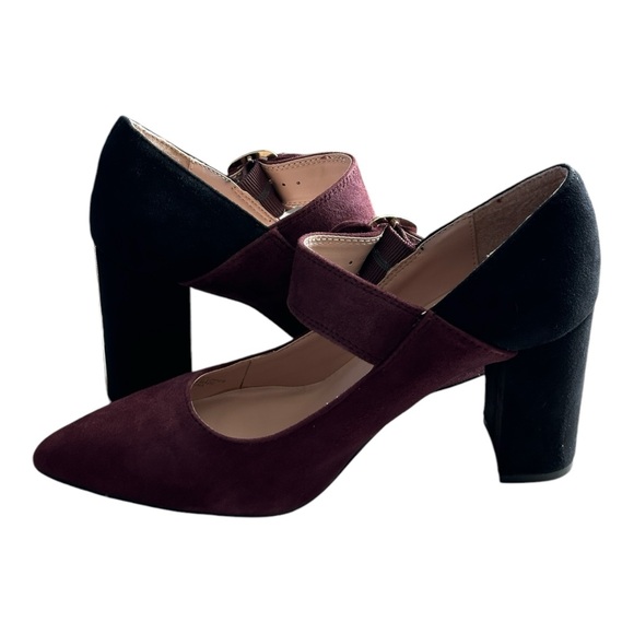 Tommy Hilfiger Women's TWVENTUR Mary Jane Suede Heels Burgundy Black Size 6.5 - Picture 5 of 11